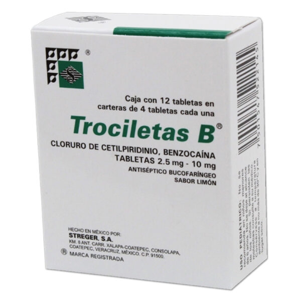 TROCILETAS B C/12 TABLETAS SABOR LIMON