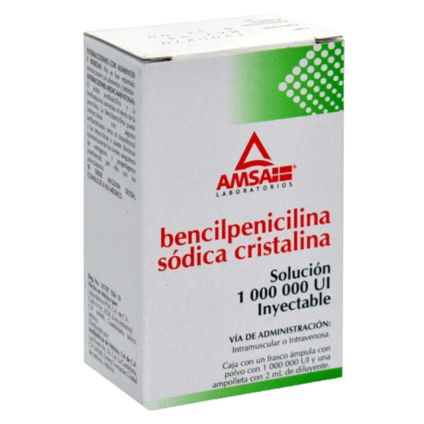 BENCILPENICILINA SODICA CRISTALINA 1 000 000 UI / 2 ML SOL INY C/1 AMP