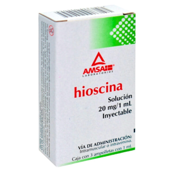 HIOSCINA 20 MG / 1 ML SOL INY C/3 AMP